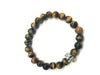 Tiger Eye Silver Skull Beadad Bracelet 8Mm