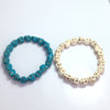 Imitation Turquoise And Imitation Howlite Skull Couple Bracelet 8mm
