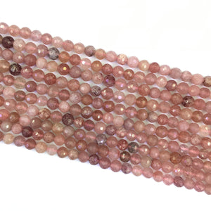 Strawberry Quartz Faceted Round Beads 6mm
