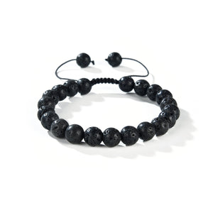 Black Lava Stone Round Beads Slide Bracelet 8mm