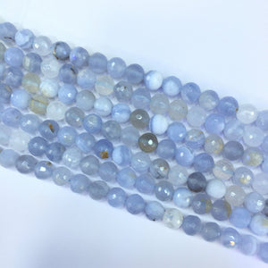 Blue chalcedony faceted beads 6mm