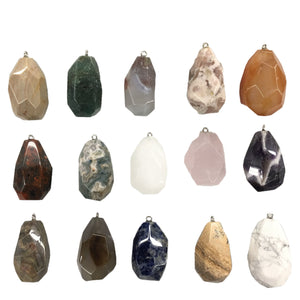 Assorted Stone Faceted Nugget Pendant 20X35mm