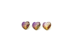 Glass Purple Yellow Heart Ring Surface 12Mm