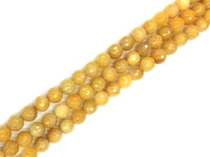 Old Yellow Jade Faceted Rounds 8Mm