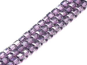 Thunder Polish Glass Crystal Purple Faceted Cube(60Cm) 6X6Mm