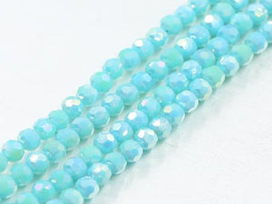 Thunder Polish Glass Crystal Blue Jade Faceted Rounds 4Mm