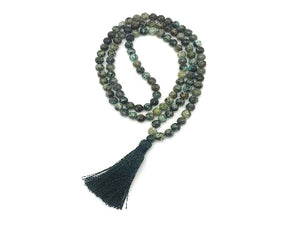 African Turquoise Tassel Necklace 108Pcs 6Mm