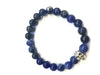Sodalite Silver Skull Beadad Bracelet 8Mm