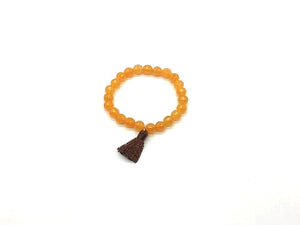 Treated Color Jade Transparent Orange Tassel Bracelet 8Mm