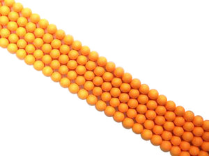 Matte Shell Pearl Orange Round Beads 6Mm