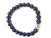 Blue Gold Stone Silver Buddha Beaded Bracelet 8Mm