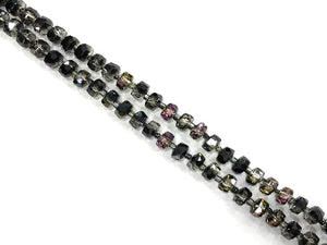 Glass Black Purple Faceted Roundel 5X8Mm