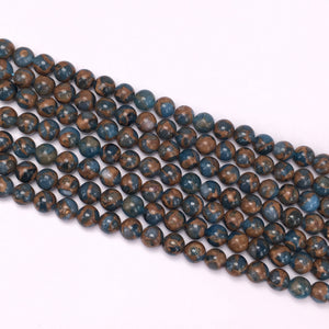 Aquamarine Mosaic Quartz Round Beads 4mm