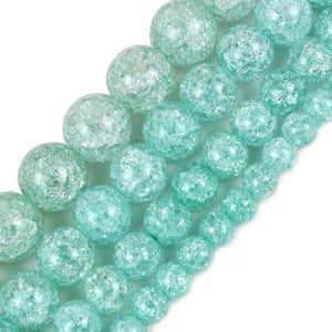 Green Cracked Glass Round Beads 4mm