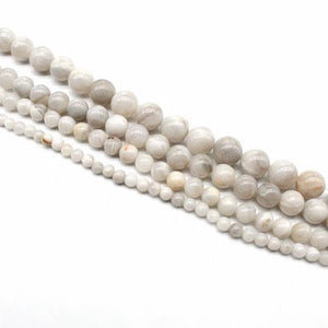 White Crazy Lace Agate Round Beads 4mm