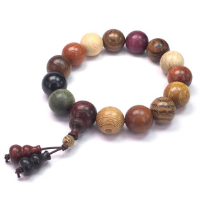 Mixed Wood Round Beads Bracelet 15mm