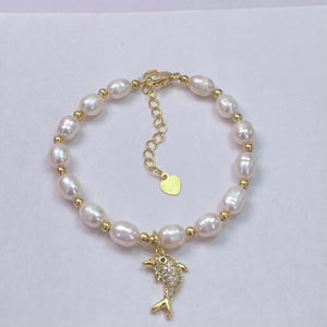 Genuine Natural Freshwater Pearl Bracelet With Gold Finish Copper Base Metal 06
