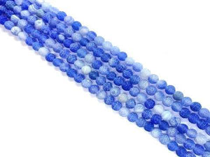 Matte Agate Blue Round Beads 10Mm