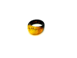Color Agate Yellow Black Ring Faceted 9X14-10X21Mm