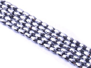 Hematite Silver Faceted Rice 5X8Mm