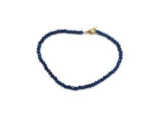 Hematite Blue Faceted Rounds Bracelet 3Mm