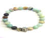 Black Amazonite Silver Skull Beadad Bracelet 8Mm
