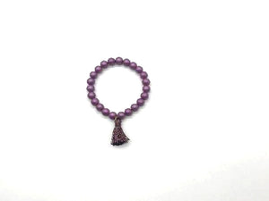 Matte Sgell Pearl Purple Tassel Bracelet 8Mm