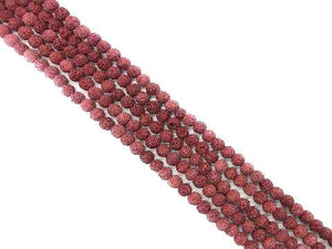Lava Stone Ab Red Round Beads 6Mm