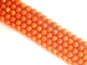 Color Jade Orange Faceted Rounds 8Mm