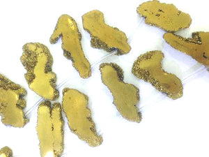 Agate Druzy Yellow Free Form  8 Inch 20X30-30X40Mm