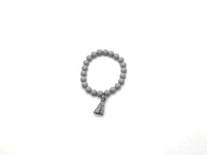 Matte Sgell Pearl Gray Tassel Bracelet 8Mm