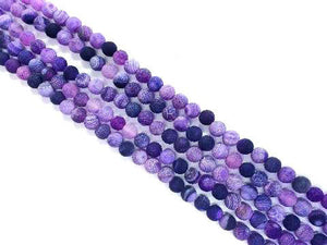 Matte Agate Purple Round Beads 12Mm