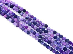 Matte Agate Purple Round Beads 10Mm