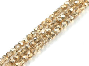 Thunder Polish Glass Crystal Light Gold Faceted Rounds 4Mm