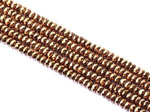 Hematite Gold Faceted Roundel 2X4Mm