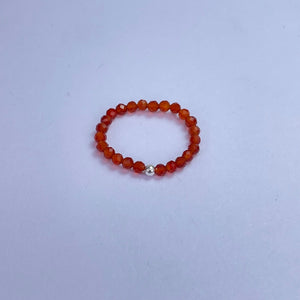 Red Agate Faceted Beads Ring 3mm