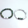Howlite White And Afican Turquoise Round Beads Couple Bracelet 8mm