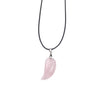 Rose Quartz Wing Shape Pendant 17X35mm  Leather Cord Necklace