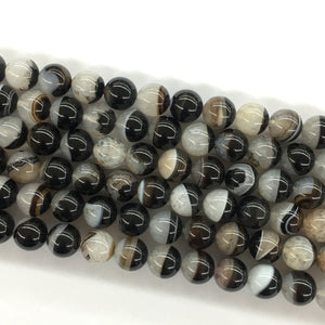 Black Agate With Druzy Round Beads 16mm
