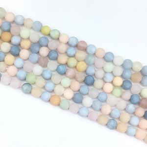 Matte Morganite Round Beads 6mm