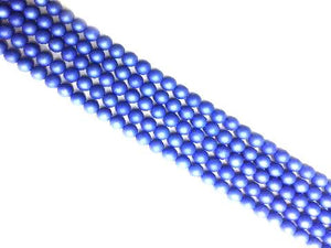 Matte Shell Pearl Royalblue Round Beads 8Mm