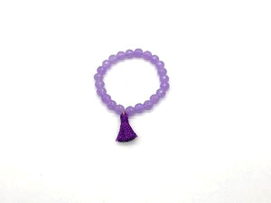 Treated Color Jade Transparent Purple Tassel Bracelet 8Mm