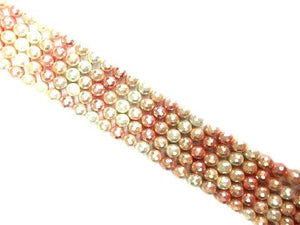 Matte Shell Pearl Pink Beige White Faceted Rounds 14Mm