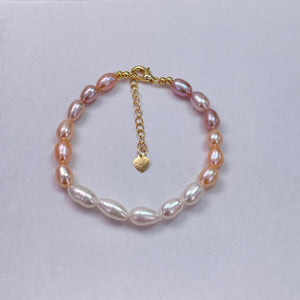 Genuine Natural Freshwater Pearl Bracelet With Gold Finish Copper Base Metal 08