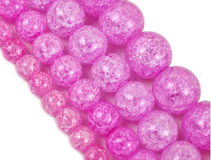 Rose Cracked Glass Round Beads 6mm