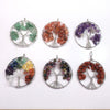 Assorted Natural Stone Life Tree Pendant 50mm #1