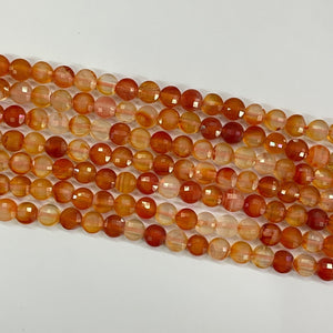 Carnelian Faceted Puff Coin 6mm