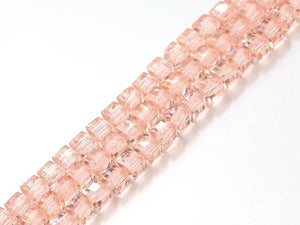 Thunder Polish Glass Crystal Pink Faceted Cube(60Cm) 6X6Mm