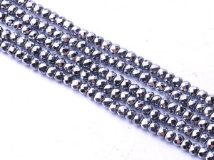 Hematite Silver Faceted Roundel 6X10Mm