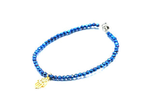 Hematite Blue Hand Bracelet 4Mm